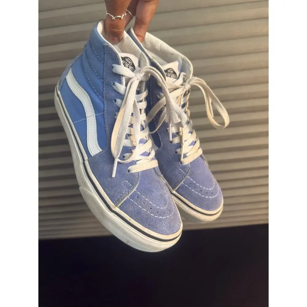 Vans Sk8-Hi High Top Sneakers Women’s 7.5 Men’s 6 Blue Suede White Perrywinkle